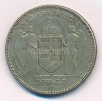 1930. 5P Ag "Horthy jobbra" T:2- patina Adamo P8
