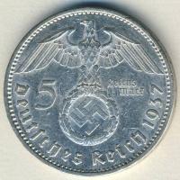 Német 3. Birodalom 1937A 5M Ag "Hindenburg" nagy h.k.-tel T:2/3