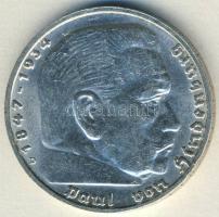 Német 3. Birodalom 1937D 5M Ag "Hindenburg" nagy h.k.-tel T:2/3 kis ph.