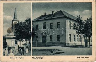 Vágkirályfa, Králová nad Váhom; Római katolikus templom és iskola, temető / church, school and cemetery