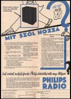 cca 1940 Philips rádió reklám nyomtatvány