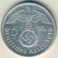 Német 3. Birodalom 1936G 5M Ag "Hindenburg" nagy h.k.-tel T:3