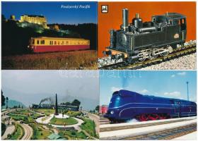 20 db MODERN motívum képeslap: külföldi vasút / 15 modern motive postcards: European railways