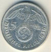 Német 3. Birodalom 1936A 5M Ag "Hindenburg" nagy h.k.-tel T:2-/3