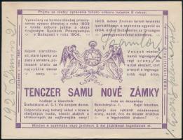 cca 1905 Tenczer Samu Érsekújvár, ékszerész, régiségkereskedő grafikus számla