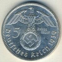 Német 3. Birodalom 1939A 5M Ag "Hindenburg" nagy h.k.-tel T:2-/3 ph