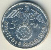 Német 3. Birodalom 1938A 5M Ag "Hindenburg" nagy h.k.-tel T:2/3