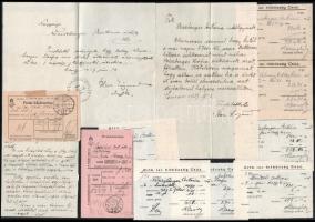 cca 1920-1940 Csúzi (Dubník, SK) izraelita személy irat hagyatéka. benne levelek a helyi orth. izr h...