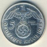 Német 3. Birodalom 1938A 5M Ag "Hindenburg" nagy h.k.-tel T:2/3 k