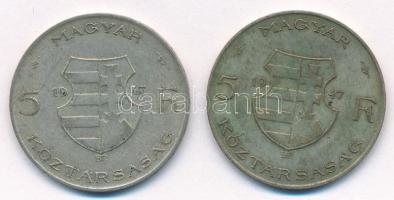 1947. 5Ft Ag "Kossuth" (2x) T:2-,3 patina Adamo F8.1