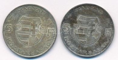 1947. 5Ft Ag "Kossuth" (2x) T:2-,3 patina Adamo F8.1