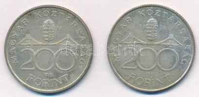 1994. 200Ft Ag "Deák" (2x) T:1-,2 patina Adamo F13.1