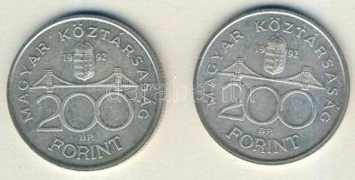 1992. 200Ft(2x) Ag "MNB" T:2