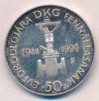 1994. DKG fennállásának 50. évfordulójára 1944-1994 / A magyar olajipar szolgálatában Nagykanizsa ezüstözött fém emlékérem (42mm) T:2 (PP) patina, felületi karc