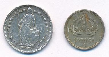 Vegyes: Svájc 1944. 1/2Fr Ag + Svédország 1948. 10ö Ag T:2,2-
Mixed: Switzerland 1944. 1/2 Franc Ag...