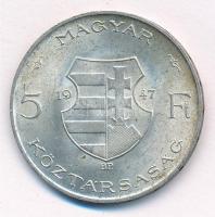 1947. 5Ft Ag "Kossuth" T:1- patina Adamo F8.1