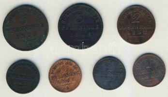 Német Államok/Poroszország 1851-60. 1Pf (4x), 2Pf (1x), 3Pf (2x) mind klf évszámmal T:2/3,3 Összesen...