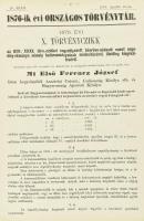 Az 1876-dik évi országos törvénytár. (Corpus Juris.) Kiadja a M. Kir. Belügyministerium. Bp., 1876.,...