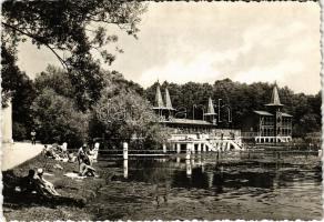 1959 Hévíz-gyógyfürdő, Tó részlet a strandfürdővel. Képzőművészeti Alap Kiadóvállalat (EK)