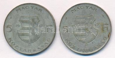 1947. 5Ft Ag "Kossuth" (2x) T:3 patina
Adamo F8.1