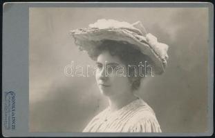 1907 Marosvásárhely, női portré, keményhátú fotó Csonka és Incze fényképészeti műterméből, hátoldalo...