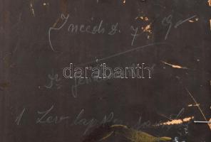 Jendrassik Loránd (1895/1896-1970): Lelle (Balatonlelle), 1935. Olaj, karton. Dekoratív, sérült fa k...