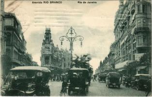 1910 Rio de Janeiro, Avenia Rio Branco / street with automobiles, shops
