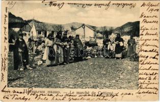 1902 Cetinje, Cettinje, Cettigne; Le marché / market, folklore
