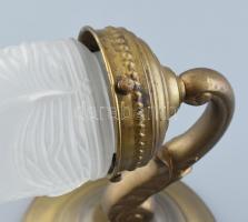 Réz falikar üvegbúrával, E14-es foglalattal, kopott 24x20cm