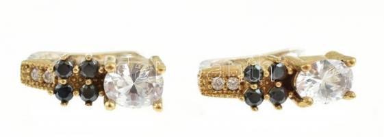 Aranyozott ezüst (Ag) gyűrű és fülbevalópár, jelzett, méret: 57, bruttó: 15,86 g