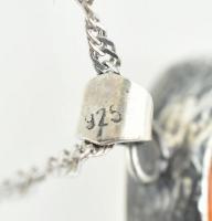 Ezüst(Ag) nyaklánc borostyán medállal, jelzett, h: 40 cm, bruttó: 11,1 g