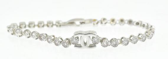 Ezüst(Ag) karkötő kövekkel, jelzett, h: 16 cm, bruttó: 10,97 g