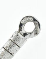 Ezüst(Ag) merev kígyó nyaklánc, gyöngyházas medállal, jelzett, h: 38 cm, bruttó: 17,56 g