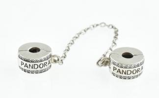 Ezüst(Ag) biztonság lánc karkötőhöz, Pandora jelzéssel, h: 9 cm, bruttó: 5,4 g