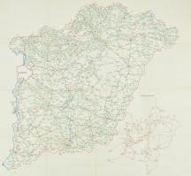 1969-1970 Magyarország autóbusz hálózata térkép. 66x72 cm