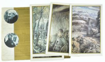 1992 Tolkien cenetenary poster collection. 6 paintings by Allan Lee. Kissé gyűrött mappában. 47x29 c...