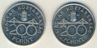 1992. 200Ft Ag "MNB" (2x) T:2