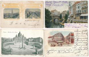 23 db RÉGI hosszú címzéses külföldi város képeslap vegyes minőségben / 23 pre-1910 European town-view postcards in mixed quality