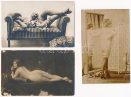 6 db RÉGI erotikus motívumlap, meztelen hölgyek / 6 pre-1945 erotic motive cards, nude ladies (non P...