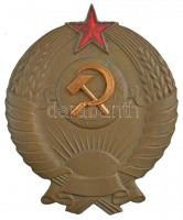 Szovjetunió ~1940-1950. Szovjet címeres Br jelvény, csillag tűzzománcozva (63mmx51mm) T:2 Soviet Union ~1940-1950. Badge with the coat of arms of the Soviet Union, bronze, enamelled star (63mmx51mm) C:XF