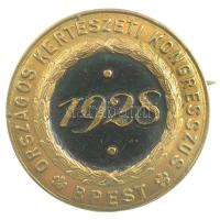 1928. Országos Kertészeti Kongresszus Budapest részben festett Br jelvény (26mm) T:1-
