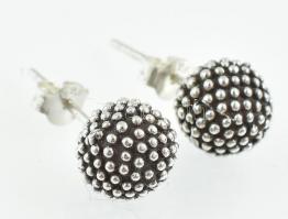 Ezüst(Ag) gömb alakú fülbevalópár, jelzett, d. 1 cm, nettó: 7,26 g