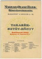 1940-1943. Magyar-Olasz Bank Részvénytársaság Andrássy-úti fiókja takarékbetétkönyve szárazpecséttek, bélyegzésekkel