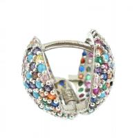 Ezüst(Ag) fülbevalópár színes kövekkel, jelzett, d: 1,5 cm, bruttó: 5,87 g