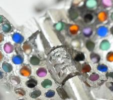 Ezüst(Ag) fülbevalópár színes kövekkel, jelzett, d: 1,5 cm, bruttó: 5,87 g