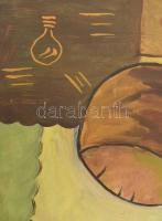 Olvashatatlan (K Nagy) jelzéssel: Szoptató anya. Olaj, karton, sérült. Dekoratív fa keretben. 70x50 ...