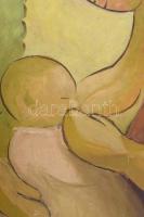 Olvashatatlan (K Nagy) jelzéssel: Szoptató anya. Olaj, karton, sérült. Dekoratív fa keretben. 70x50 ...