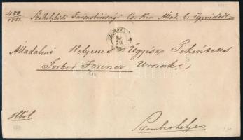 1851 Hivatalos levél SZÉKELYHID