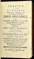[Mezőszegedi Szegedi János (1699-1770)]: R. P. Joannem Szegedi: Rubricae sive synopses titulorum, ca...