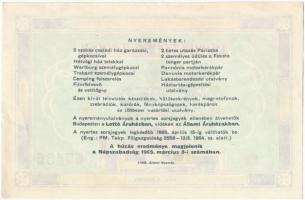 Budapest 1965. "Magyar Újságírók Országos Szövetsége - Szerencse-sorsjegy" sorsjegy 4Ft ér...